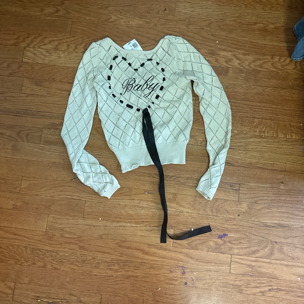Forever 21 Blue Crop Tie Front Hoodie